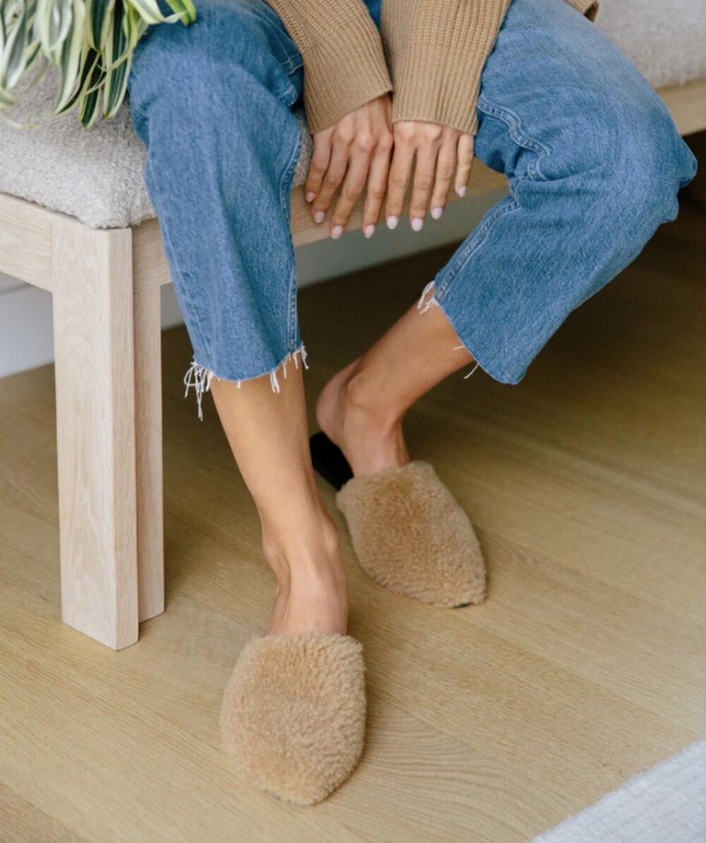 Jenni Kayne Shearling Fur Teddy Slide Mule Sandals Size 39